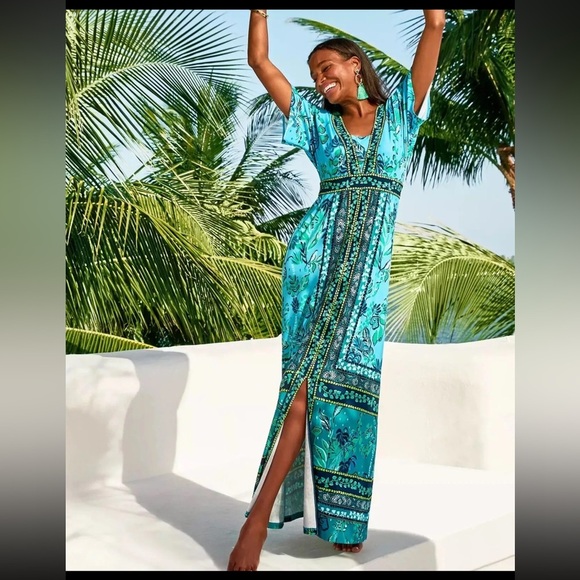 Lilly Pulitzer Ilia Maxi Dress Size 00 Blue Seabreeze Plant One On You NWOT - Picture 14 of 15